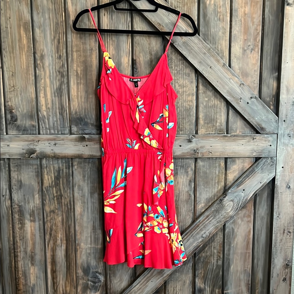Express Red Sundress Sleeveless Spaghetti Strap Mini